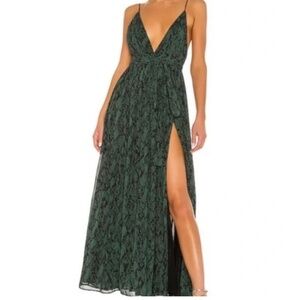 Michael Costello X Revolve green snake skin dress